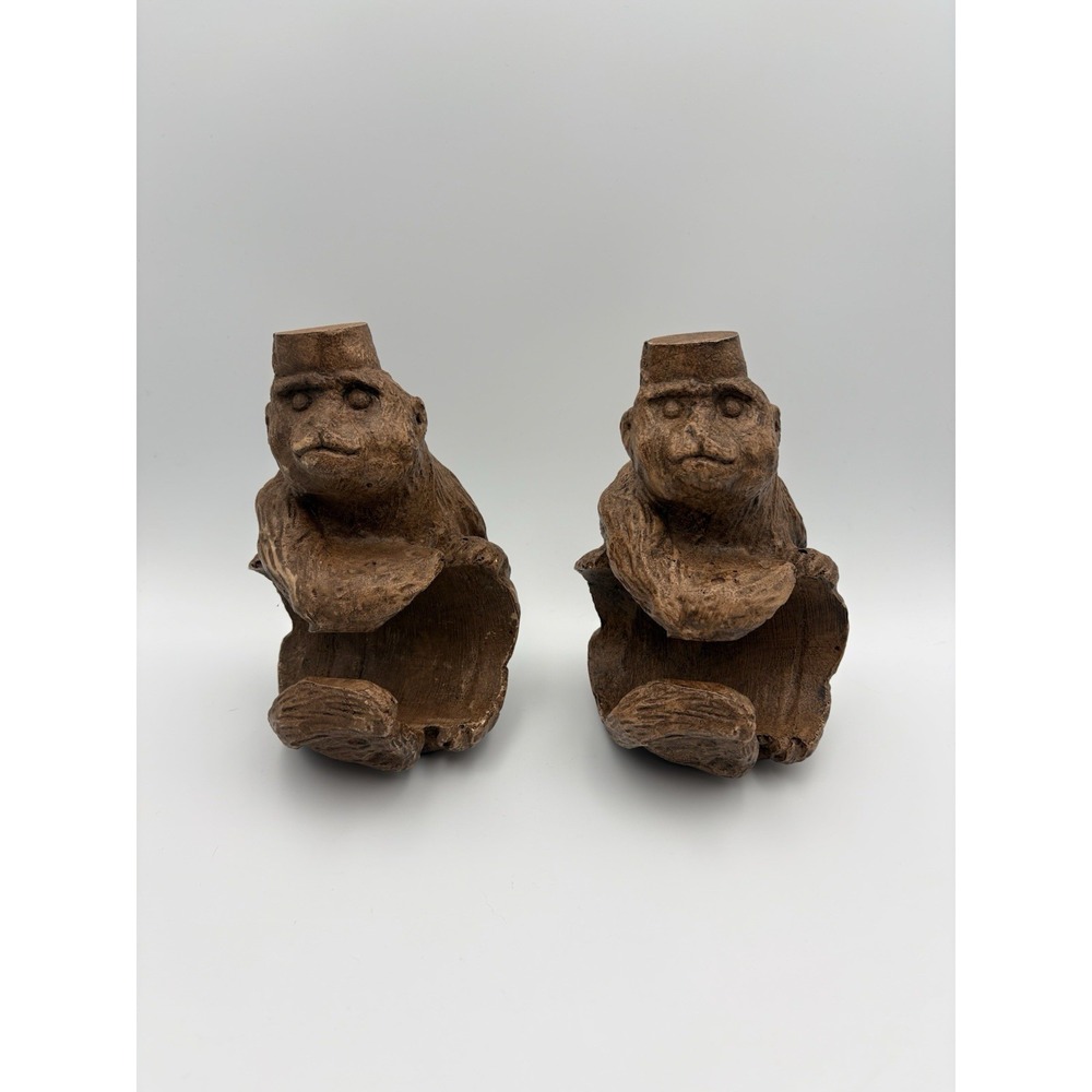 Pair Of Heavy Duty Curtain Rod Holders Monkey Wearing Hat Man Cave Vintage